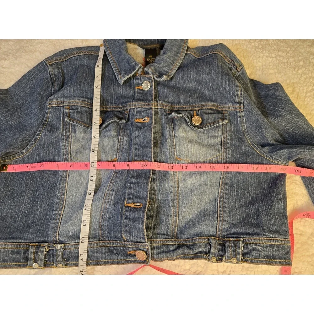 Vintage Y2K‎ Rocawear Denim Jean Jacket Patches Cropped Stretch 90s Womens 3X